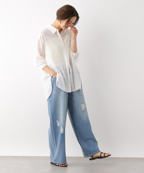 LEPSIM（レプシィム）の「シアーチェックシャツ　111925（シャツ/ブラウス・レディース・ブラック/オフホワイト/ブルー・FREE）」の9枚目の写真