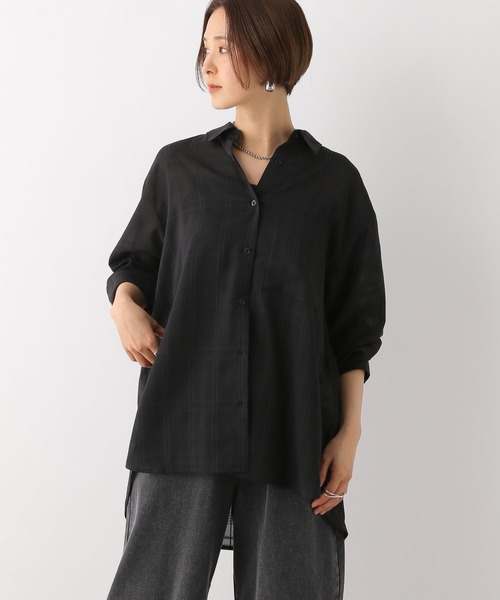LEPSIM（レプシィム）の「シアーチェックシャツ　111925（シャツ/ブラウス・レディース・ブラック/オフホワイト/ブルー・FREE）」の10枚目の写真