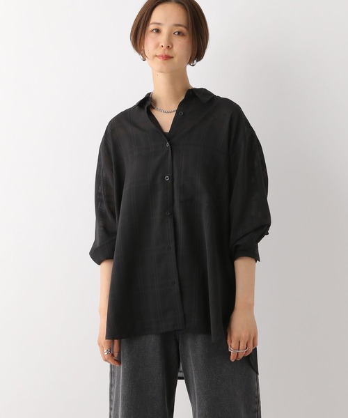 LEPSIM（レプシィム）の「シアーチェックシャツ　111925（シャツ/ブラウス・レディース・ブラック/オフホワイト/ブルー・FREE）」の11枚目の写真