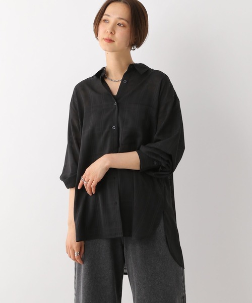 LEPSIM（レプシィム）の「シアーチェックシャツ　111925（シャツ/ブラウス・レディース・ブラック/オフホワイト/ブルー・FREE）」の12枚目の写真