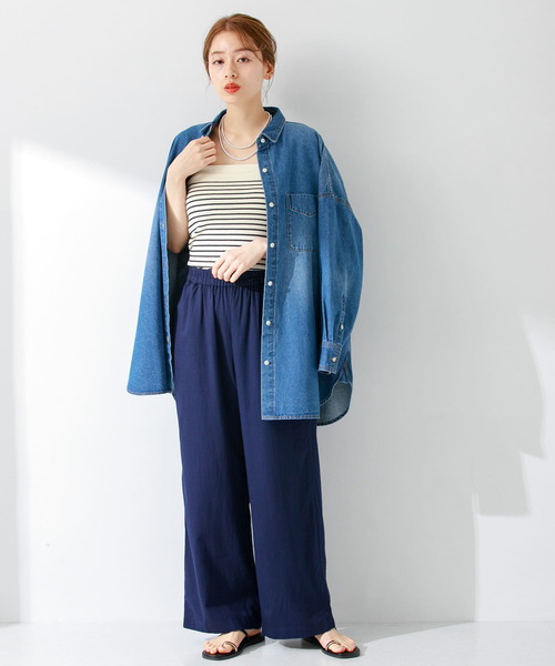 URBAN RESEARCH Sonny Label（アーバンリサーチサニーレーベル）の「コットンイージーカラーワイドパンツ（その他パンツ・レディース・オフホワイト/ブルー/グリーン系その他/ネイビー・36/38）」の16枚目の写真