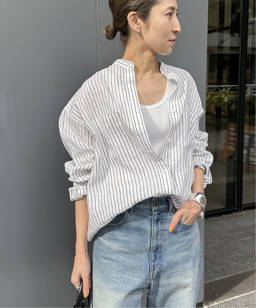 【即納】FRAMe WORK ≪追加≫フレンチリネンドロストシャツ　ホワイト ≪追加≫フレンチリネンドロストシャツ 2（シャツ／ブラウス