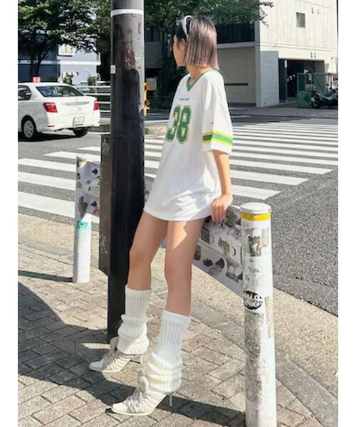 EVRIS（エヴリス）の「【みちょぱコラボ】ユニフォームBIG Tシャツ（Tシャツ/カットソー・レディース・グリーン/ブルー/ブラック・FREE）」の6枚目の写真