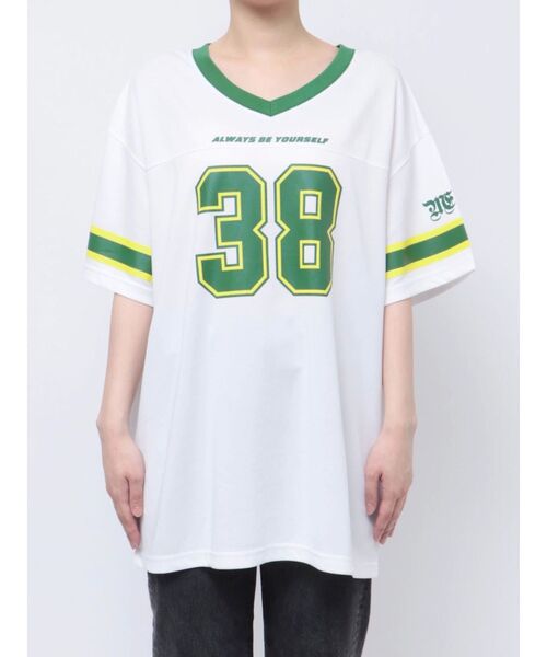 EVRIS（エヴリス）の「【みちょぱコラボ】ユニフォームBIG Tシャツ（Tシャツ/カットソー・レディース・グリーン/ブルー/ブラック・FREE）」の9枚目の写真