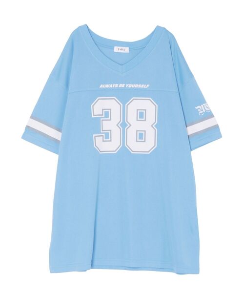 EVRIS（エヴリス）の「【みちょぱコラボ】ユニフォームBIG Tシャツ（Tシャツ/カットソー・レディース・グリーン/ブルー/ブラック・FREE）」の21枚目の写真