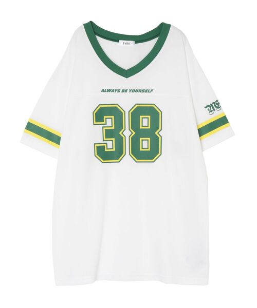 EVRIS（エヴリス）の「【みちょぱコラボ】ユニフォームBIG Tシャツ（Tシャツ/カットソー・レディース・グリーン/ブルー/ブラック・FREE）」の22枚目の写真