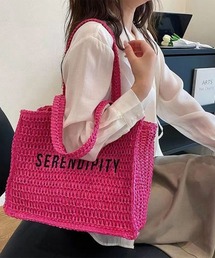 【関税込み】バスケット編みストロー トートバッグ かごバッグ ストロー トートバッグ」に該当するバッグ