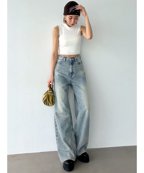 EMODA(エモダ)の「ミニハイネックリブトップ(タンクトップ・レディース・その他/ブルー/ホワイト/ブラック・FREE)」の9枚目の写真