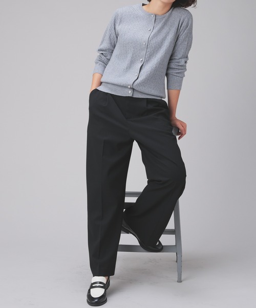 GLACIER lusso(グラシアルッソ)の「ワイドパンツ(スラックス・レディース・チャコールグレー/グレー系/ネイビー系/ブラック・S/M/L/LL)」の9枚目の写真