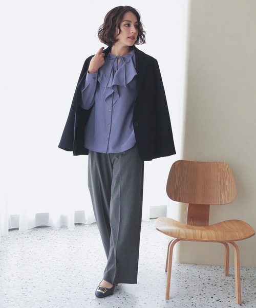 GLACIER lusso(グラシアルッソ)の「ワイドパンツ(スラックス・レディース・チャコールグレー/グレー系/ネイビー系/ブラック・S/M/L/LL)」の11枚目の写真