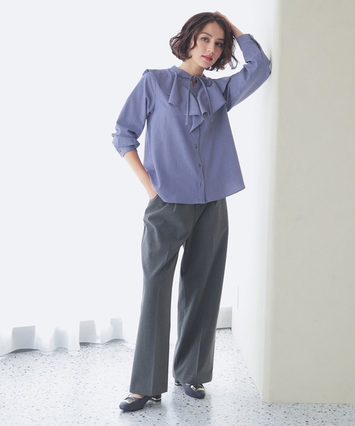 GLACIER lusso(グラシアルッソ)の「ワイドパンツ(スラックス・レディース・チャコールグレー/グレー系/ネイビー系/ブラック・S/M/L/LL)」の13枚目の写真