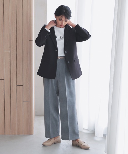 GLACIER lusso(グラシアルッソ)の「ワイドパンツ(スラックス・レディース・チャコールグレー/グレー系/ネイビー系/ブラック・S/M/L/LL)」の17枚目の写真