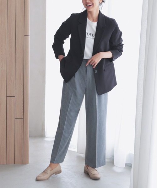 GLACIER lusso(グラシアルッソ)の「ワイドパンツ(スラックス・レディース・チャコールグレー/グレー系/ネイビー系/ブラック・S/M/L/LL)」の18枚目の写真