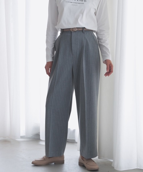 GLACIER lusso(グラシアルッソ)の「ワイドパンツ(スラックス・レディース・チャコールグレー/グレー系/ネイビー系/ブラック・S/M/L/LL)」の21枚目の写真