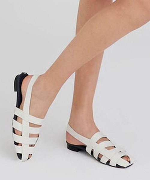 NODOKNITS(ノードニット)の「SQUARE WOVEN SANDAL OFF WHITE(サンダル・レディース・オフホワイト・23/25/24/24.5/23.5)」の1枚目の写真