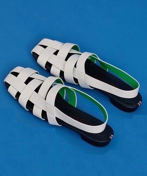 NODOKNITS(ノードニット)の「SQUARE WOVEN SANDAL OFF WHITE(サンダル・レディース・オフホワイト・23/25/24/24.5/23.5)」の2枚目の写真