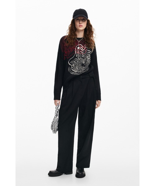 Desigual（デシグアル）の「TOULOUSELACROIX ヘビーゲージプルオーバー（ニット/セーター・レディース・ブラック・S/M/L/XL/XS）」の3枚目の写真