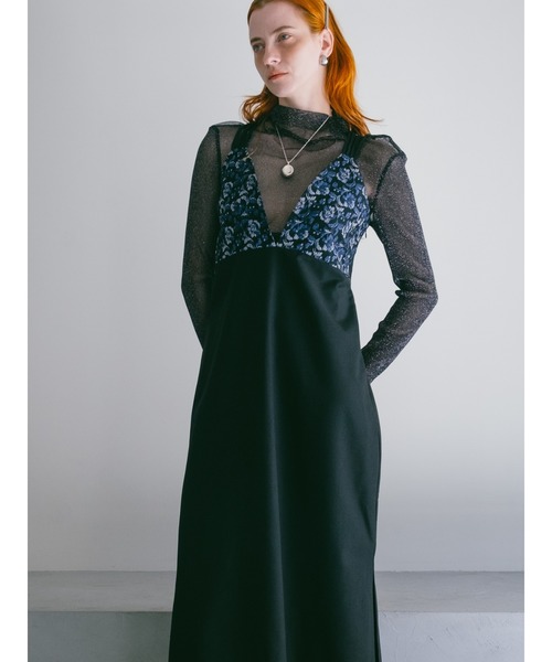 Back Cross Jacquard Cami Dress/バッククロスジャガードキャミドレス 