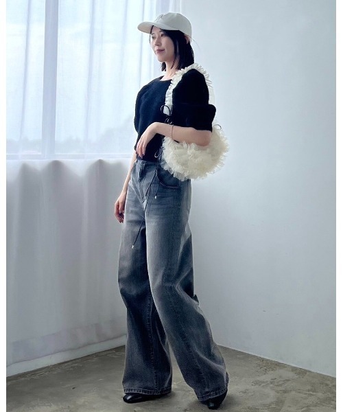 FRAY I.D - 【完売品】2wayラメフェザーパフスリーブニット フレイアイディー FRAY I.D（フレイアイディー）の「2wayラメフェザーパフスリーブ