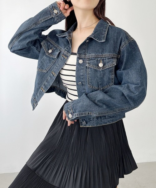 CLEA（クレア）の「ショート丈デニムジャケット（デニムジャケット・レディース・ブルー・M）」の14枚目の写真