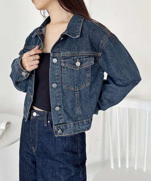 CLEA（クレア）の「ショート丈デニムジャケット（デニムジャケット・レディース・ブルー・M）」の4枚目の写真