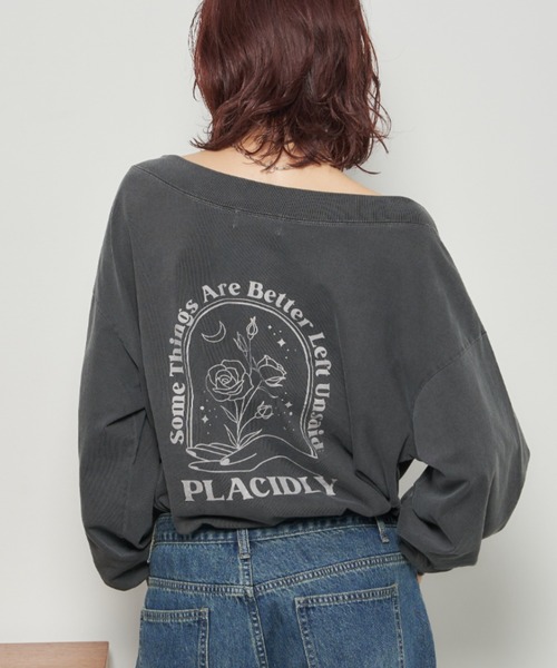 Auntie Rosa Holiday(アンティローザホリデー)の「ピグメントオフショルロンTEE(Tシャツ/カットソー・レディース・チャコールグレー/ナチュラル・FREE)」の8枚目の写真