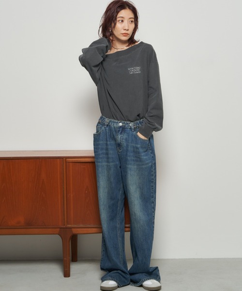 Auntie Rosa Holiday(アンティローザホリデー)の「ピグメントオフショルロンTEE(Tシャツ/カットソー・レディース・チャコールグレー/ナチュラル・FREE)」の10枚目の写真
