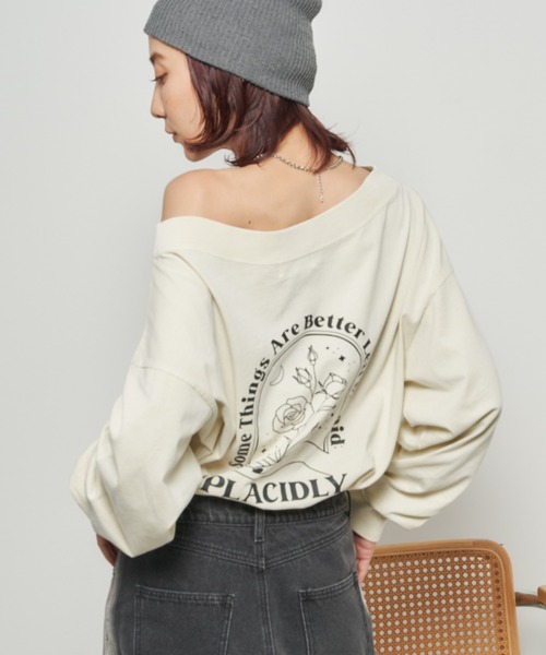 Auntie Rosa Holiday(アンティローザホリデー)の「ピグメントオフショルロンTEE(Tシャツ/カットソー・レディース・チャコールグレー/ナチュラル・FREE)」の17枚目の写真