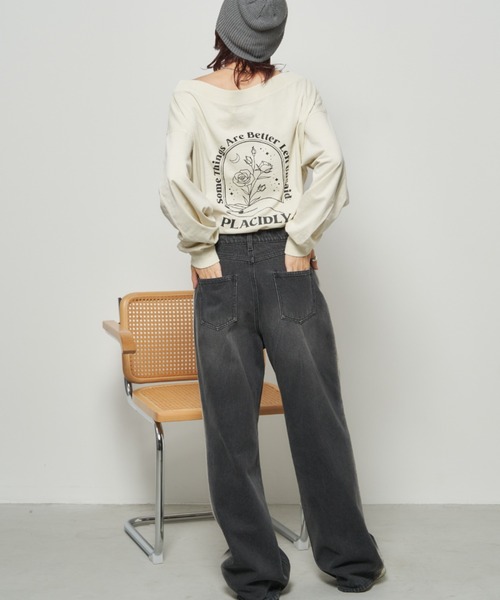 Auntie Rosa Holiday(アンティローザホリデー)の「ピグメントオフショルロンTEE(Tシャツ/カットソー・レディース・チャコールグレー/ナチュラル・FREE)」の22枚目の写真