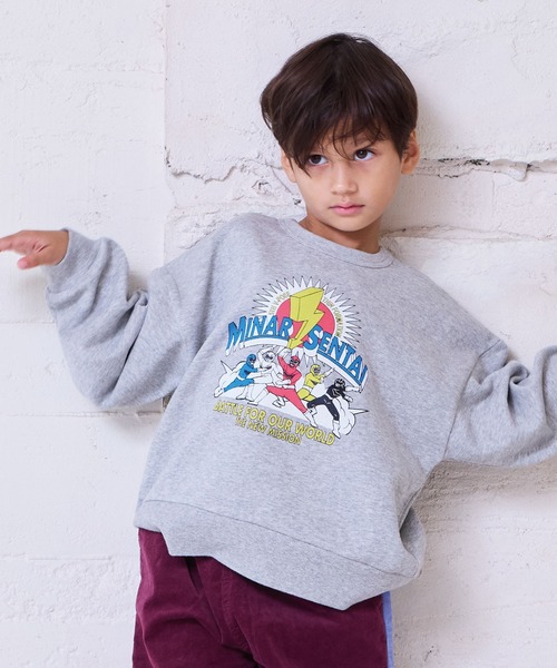 Life Support Products(ライフサポートプロダクツ)の「裏毛プリントトレーナー(スウェット・キッズ・杢グレー/オフホワイト/アイボリー/ピンク/グリーン/レッド/マスタード/ネイビー/チャコール/ラベンダー・80/90/95/100/110/120/130/140/150)」の4枚目の写真