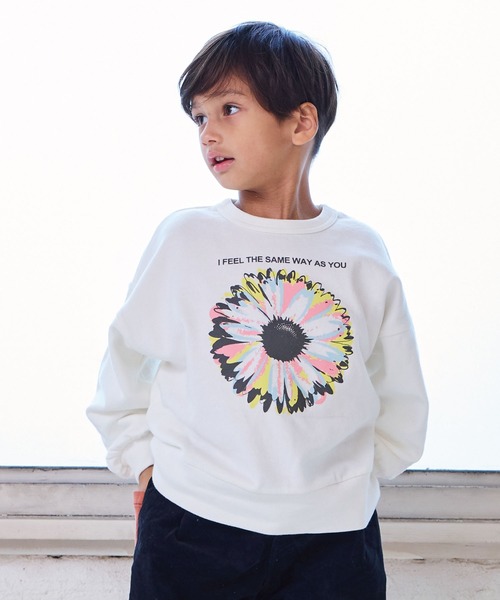 Life Support Products(ライフサポートプロダクツ)の「裏毛プリントトレーナー(スウェット・キッズ・杢グレー/オフホワイト/アイボリー/ピンク/グリーン/レッド/マスタード/ネイビー/チャコール/ラベンダー・80/90/95/100/110/120/130/140/150)」の2枚目の写真