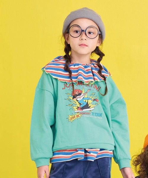 Life Support Products(ライフサポートプロダクツ)の「裏毛プリントトレーナー(スウェット・キッズ・杢グレー/オフホワイト/アイボリー/ピンク/グリーン/レッド/マスタード/ネイビー/チャコール/ラベンダー・80/90/95/100/110/120/130/140/150)」の6枚目の写真