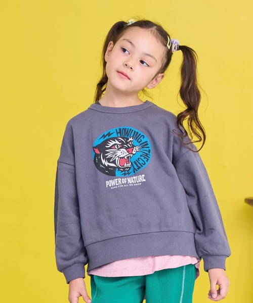 Life Support Products(ライフサポートプロダクツ)の「裏毛プリントトレーナー(スウェット・キッズ・杢グレー/オフホワイト/アイボリー/ピンク/グリーン/レッド/マスタード/ネイビー/チャコール/ラベンダー・80/90/95/100/110/120/130/140/150)」の5枚目の写真