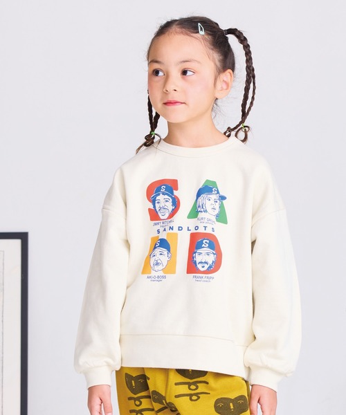 Life Support Products(ライフサポートプロダクツ)の「裏毛プリントトレーナー(スウェット・キッズ・杢グレー/オフホワイト/アイボリー/ピンク/グリーン/レッド/マスタード/ネイビー/チャコール/ラベンダー・80/90/95/100/110/120/130/140/150)」の3枚目の写真