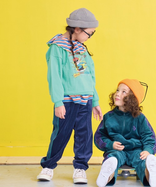 Life Support Products(ライフサポートプロダクツ)の「裏毛プリントトレーナー(スウェット・キッズ・杢グレー/オフホワイト/アイボリー/ピンク/グリーン/レッド/マスタード/ネイビー/チャコール/ラベンダー・80/90/95/100/110/120/130/140/150)」の11枚目の写真