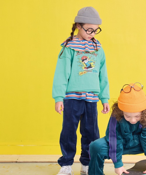 Life Support Products(ライフサポートプロダクツ)の「裏毛プリントトレーナー(スウェット・キッズ・杢グレー/オフホワイト/アイボリー/ピンク/グリーン/レッド/マスタード/ネイビー/チャコール/ラベンダー・80/90/95/100/110/120/130/140/150)」の13枚目の写真