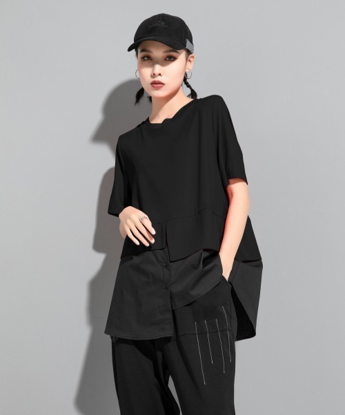 B'day(ビーデイ)の「【 B'day / ビーデー 】アシンメトリー半袖Tシャツ(Tシャツ/カットソー・レディース・レッド/ブラック・LARGE/MEDIUM)」の9枚目の写真