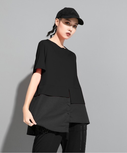 B'day(ビーデイ)の「【 B'day / ビーデー 】アシンメトリー半袖Tシャツ(Tシャツ/カットソー・レディース・レッド/ブラック・LARGE/MEDIUM)」の11枚目の写真