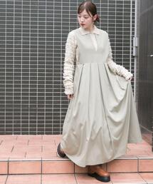 KBF（ケイビーエフ）の「『2サイズ展開』キーネックBIGプリーツジャンパースカート（ワンピース）」