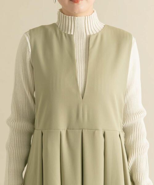 【セール】『2サイズ展開』キーネックBIGプリーツジャンパースカート（ワンピース）｜KBF（ケイビーエフ）