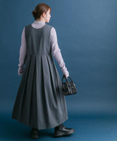 【セール】『2サイズ展開』キーネックBIGプリーツジャンパースカート（ワンピース）｜KBF（ケイビーエフ）