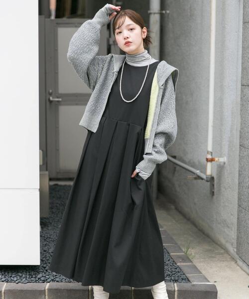 セール】『2サイズ展開』キーネックBIGプリーツジャンパースカート