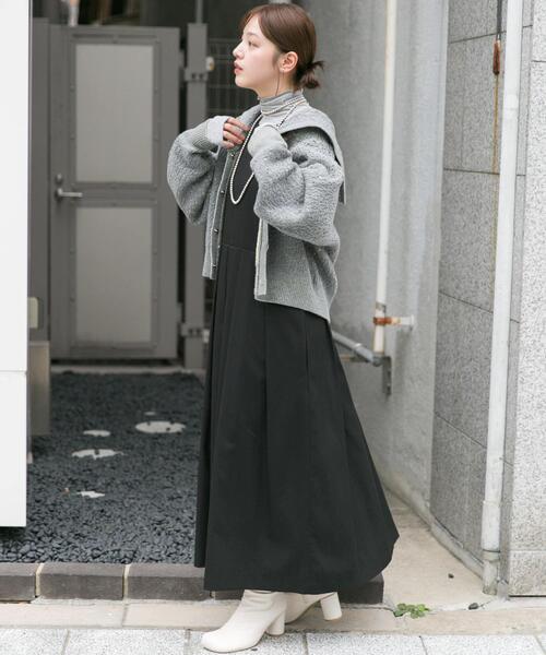 セール】『2サイズ展開』キーネックBIGプリーツジャンパースカート