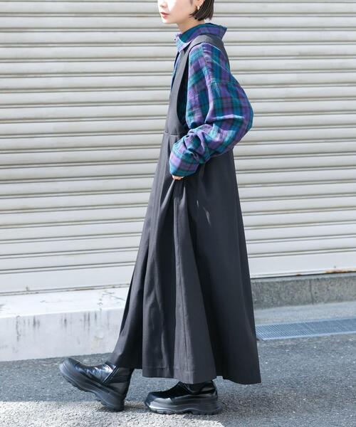 セール】『2サイズ展開』キーネックBIGプリーツジャンパースカート