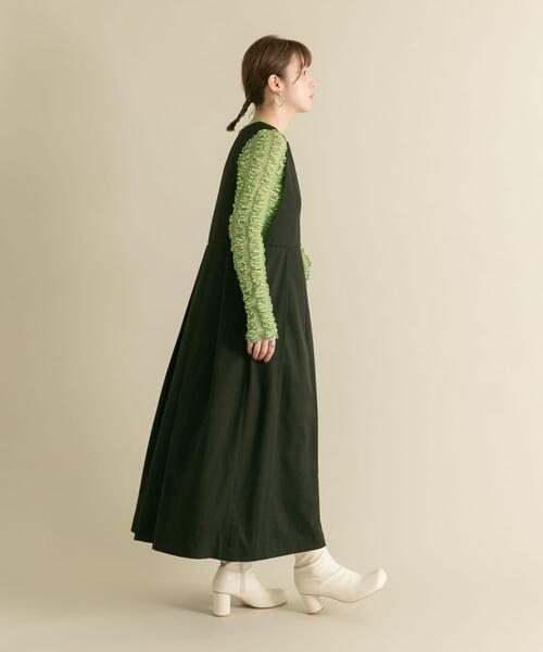 KBF(ケイビーエフ)の「『2サイズ展開』キーネックBIGプリーツジャンパースカート(ワンピース・レディース・チャコールグレー/ブラック/ライトカーキ・36/38)」の10枚目の写真