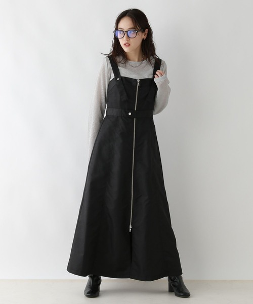 RAGEBLUE（レイジブルー）の「Wジップ/ミリタリーナイロンジャンスカ（ジャンパースカート・レディース・ブラック/オリーブ・FREE）」の2枚目の写真