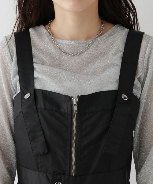 RAGEBLUE（レイジブルー）の「Wジップ/ミリタリーナイロンジャンスカ（ジャンパースカート・レディース・ブラック/オリーブ・FREE）」の12枚目の写真