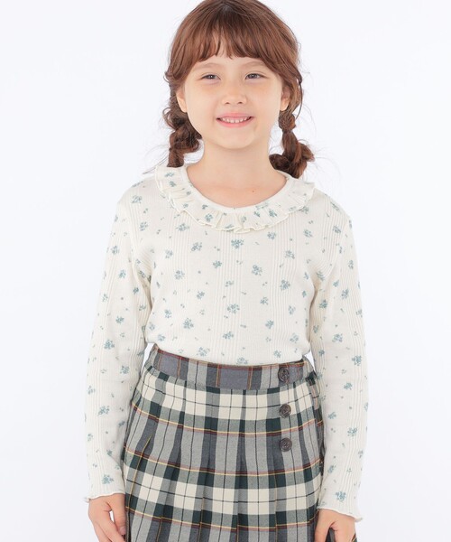 【セール】SHIPS KIDS:100～130cm / フラワー テキスタイル 長袖 TEE（Tシャツ/カットソー）｜SHIPS（シップス）
