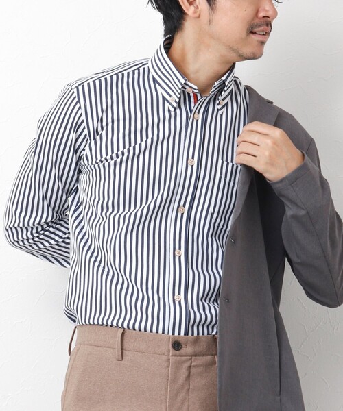 NOLLEY’S（ノーリーズ）の「《ビジカジ対応/吸水速乾》ドライマスター テープBDシャツ 24AW（シャツ/ブラウス・メンズ・ホワイト系その他4/ホワイト/ネイビー・M/L/XL/S）」の3枚目の写真