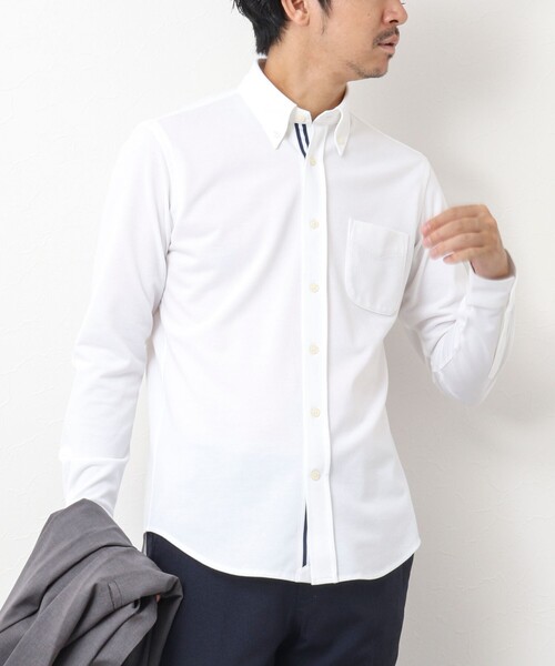 NOLLEY’S（ノーリーズ）の「《ビジカジ対応/吸水速乾》ドライマスター テープBDシャツ 24AW（シャツ/ブラウス・メンズ・ホワイト系その他4/ホワイト/ネイビー・M/L/XL/S）」の2枚目の写真